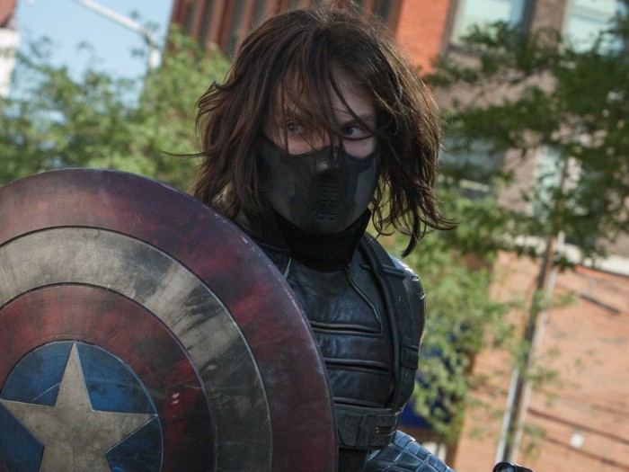 Winter Soldier carrying Captain America's shield