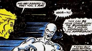 The Runner is so fast that he bypasses Silver Surfer's cosmic awareness on his approach