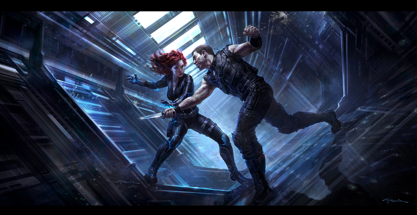 Black Widow and Hawkeye in Avengers (source MCU Wikia)