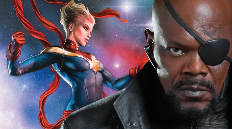 Captain Marvel meets up with a young Nick Fury in new set video and photos!
