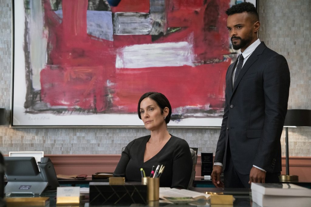 Carrie-Anne Moss' Jeri Hogarth and Eka Darville's Malcolm Ducasse