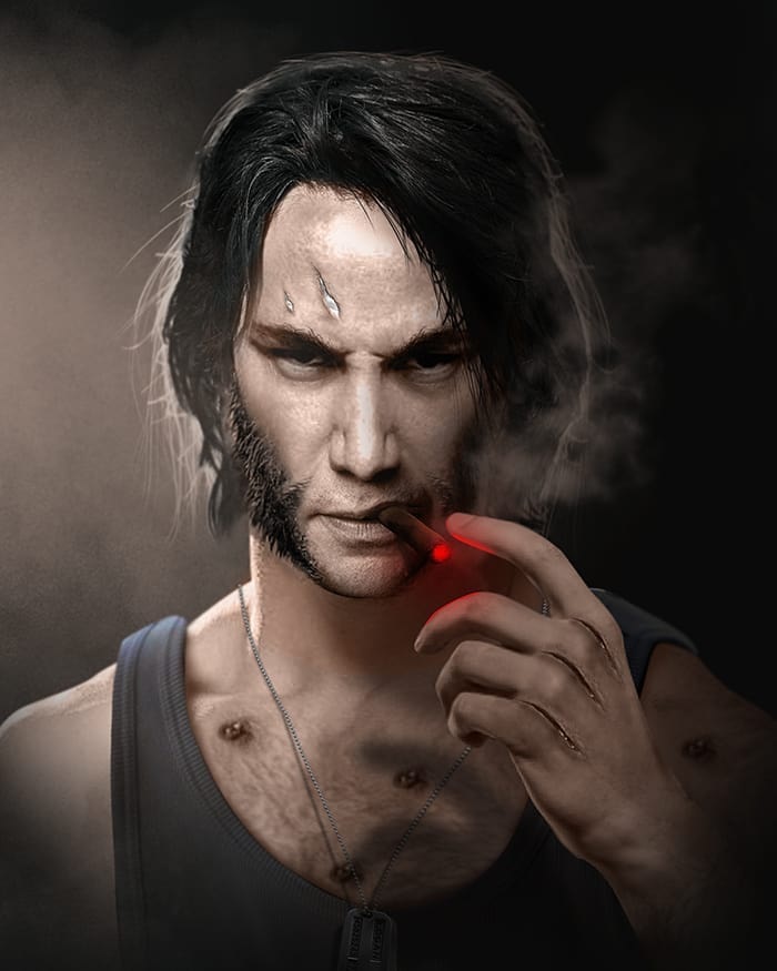 Fan-art depicting Keanu Reeves as Wolverine