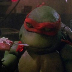 Raphael eating pizza in Teenage Mutant Ninja Turtles (1990)