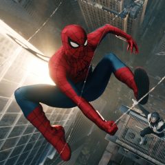 Tom Holland as Spider-Man swinging in his new suit in Spider-Man: Brand New Day