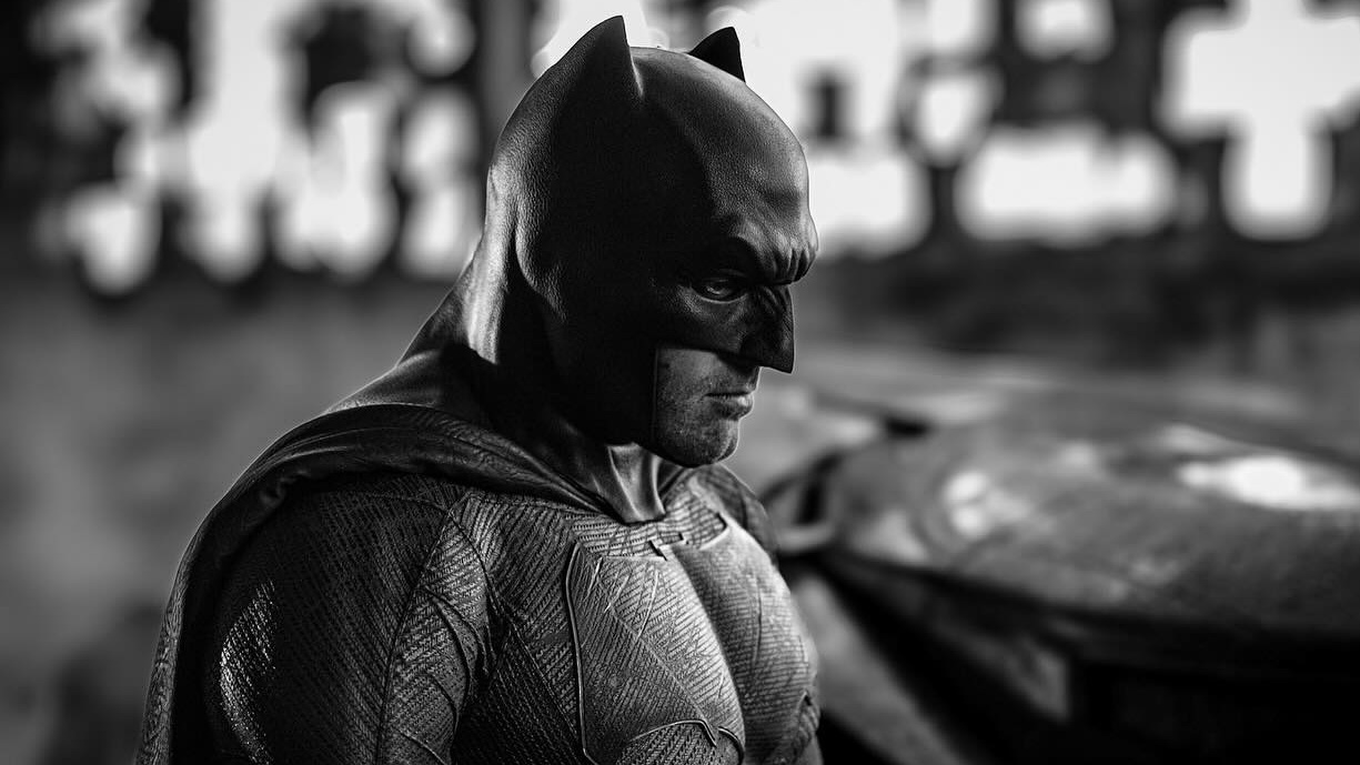Behind the scenes photo of Ben Affleck as Batman